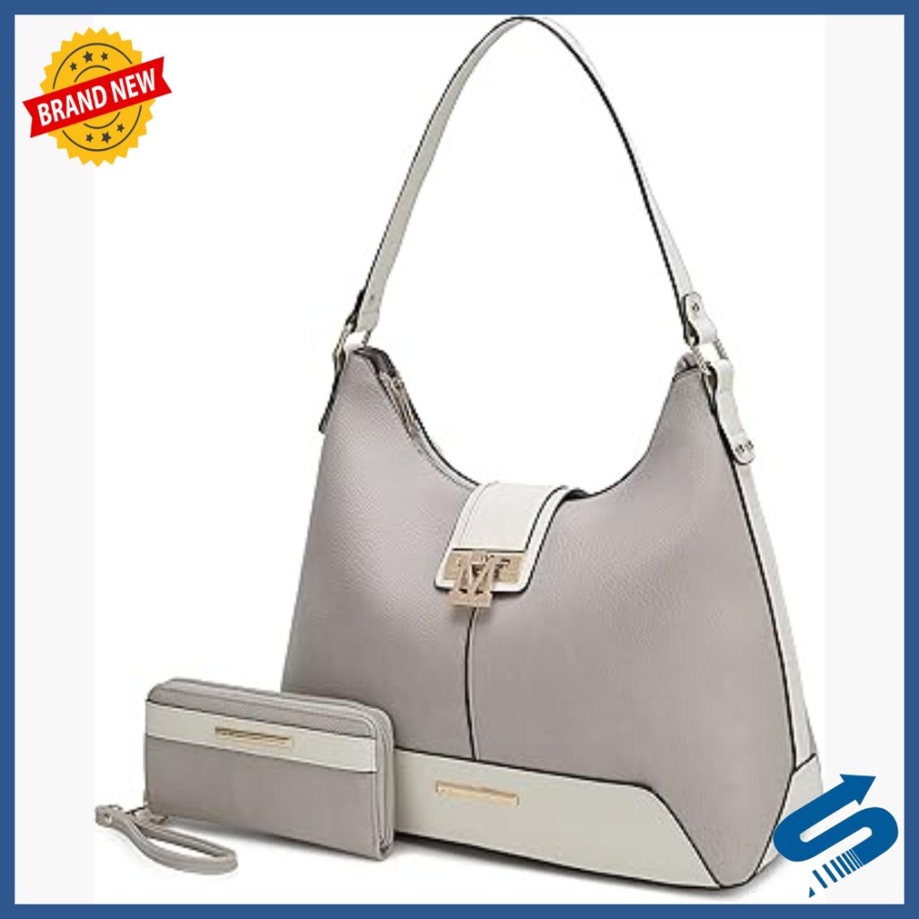 Vegan Leather Hobo Bag With Wristlet, Convertible Shoulder Purse, 16.5x13x6